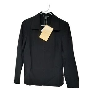 Dialogue Waist Length Jacket full zipper front Black Size 6 NWT polyester stetch
